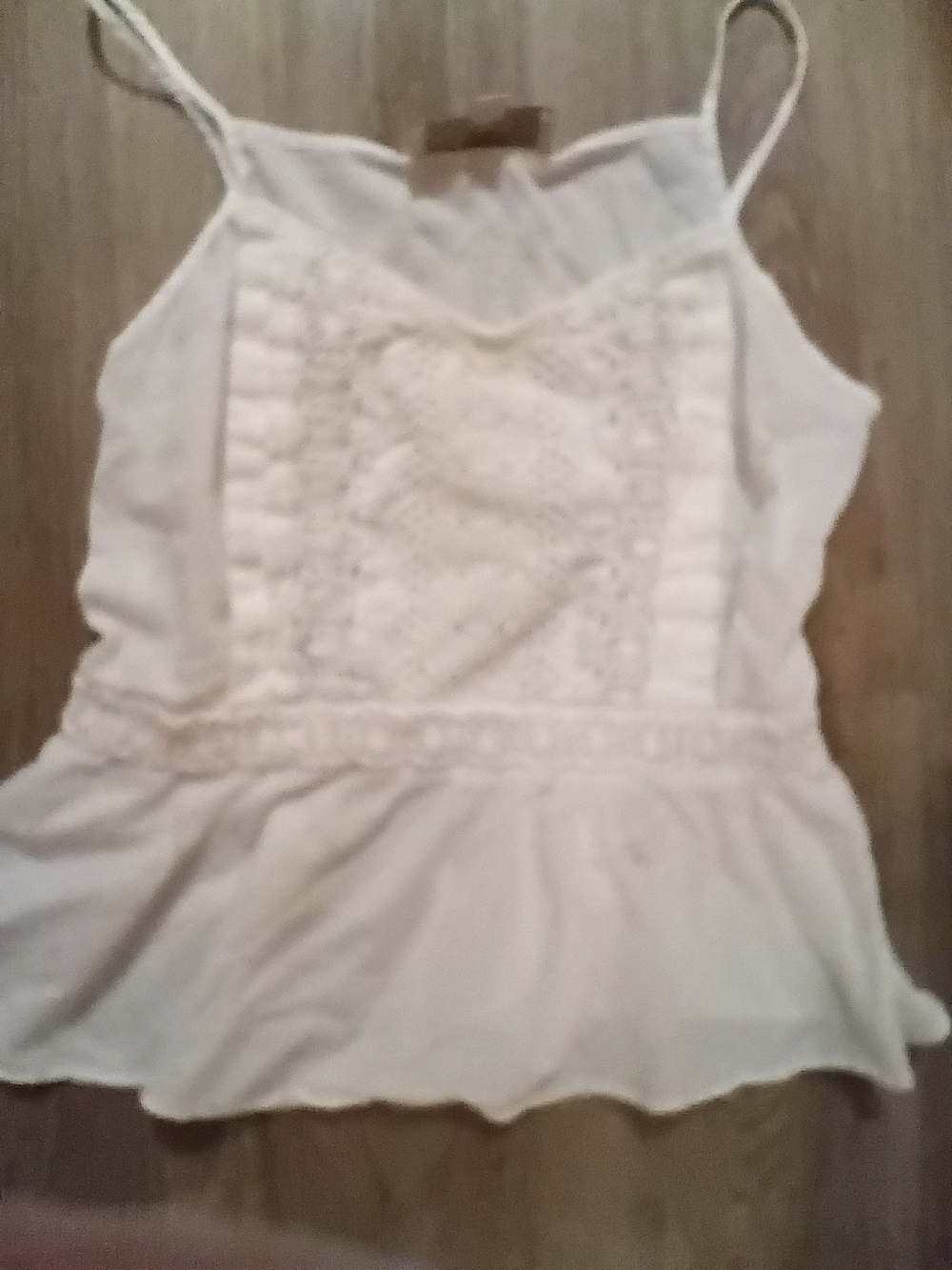 Loft Women's Cream Crochet-Detail Spaghetti Strap Top S